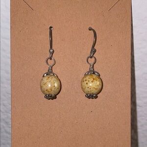 Chic Speckled Cream Drop Earrings